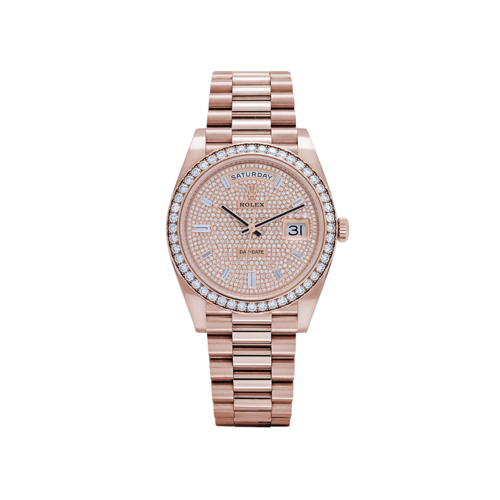 Rolex Day-Date 40 228345RBR Rose Gold Diamond Dial Diamond Bezel