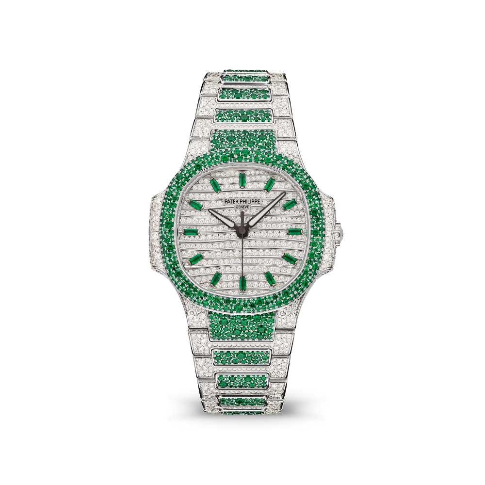 Patek Philippe Nautilus 7118/1453G 'Ladies Haute Joaillerie' White Gold Diamond Emerald Set